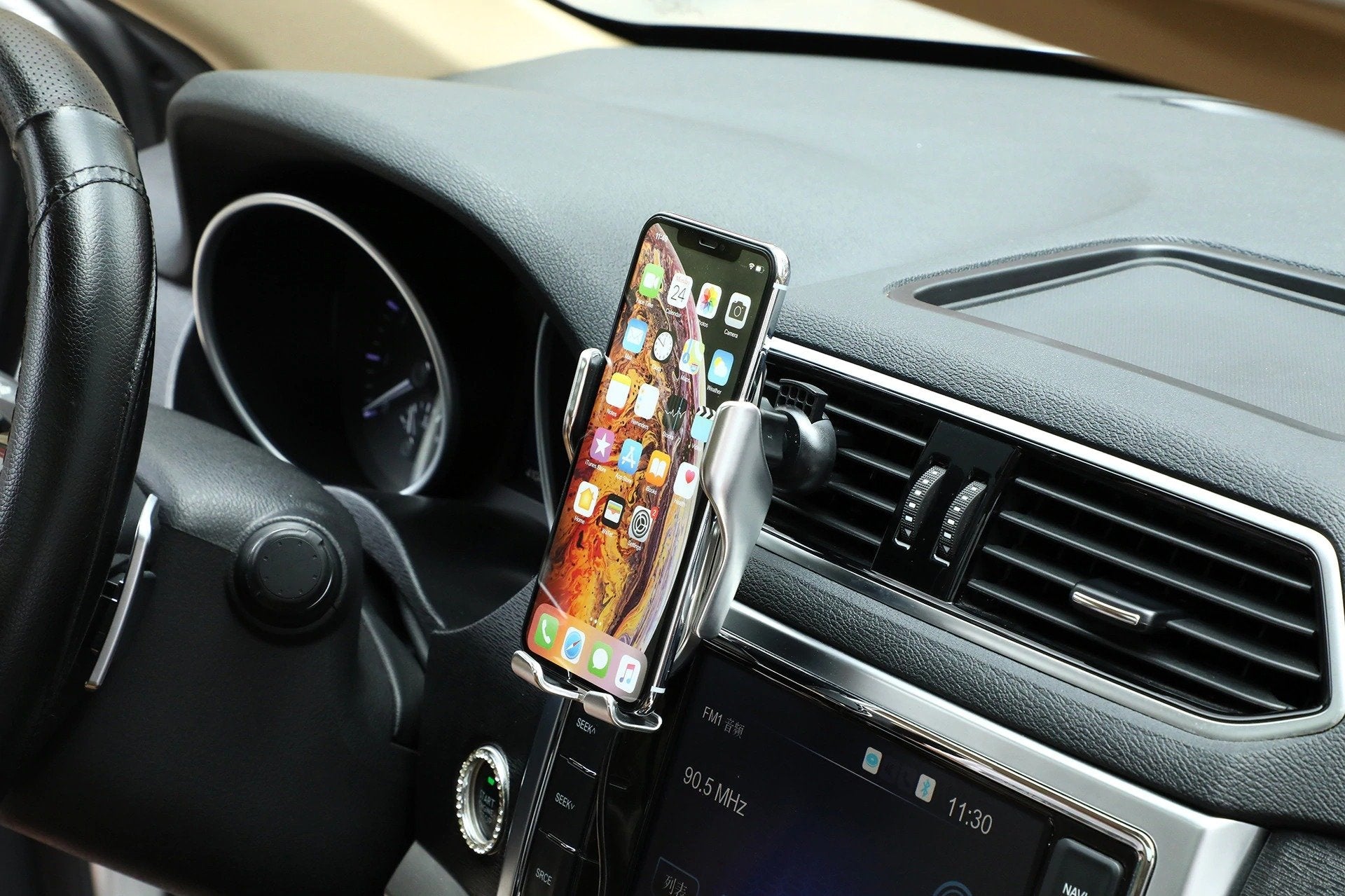 PREMIUM - Support de téléphone à serrage automatique | Chargeur sans fil