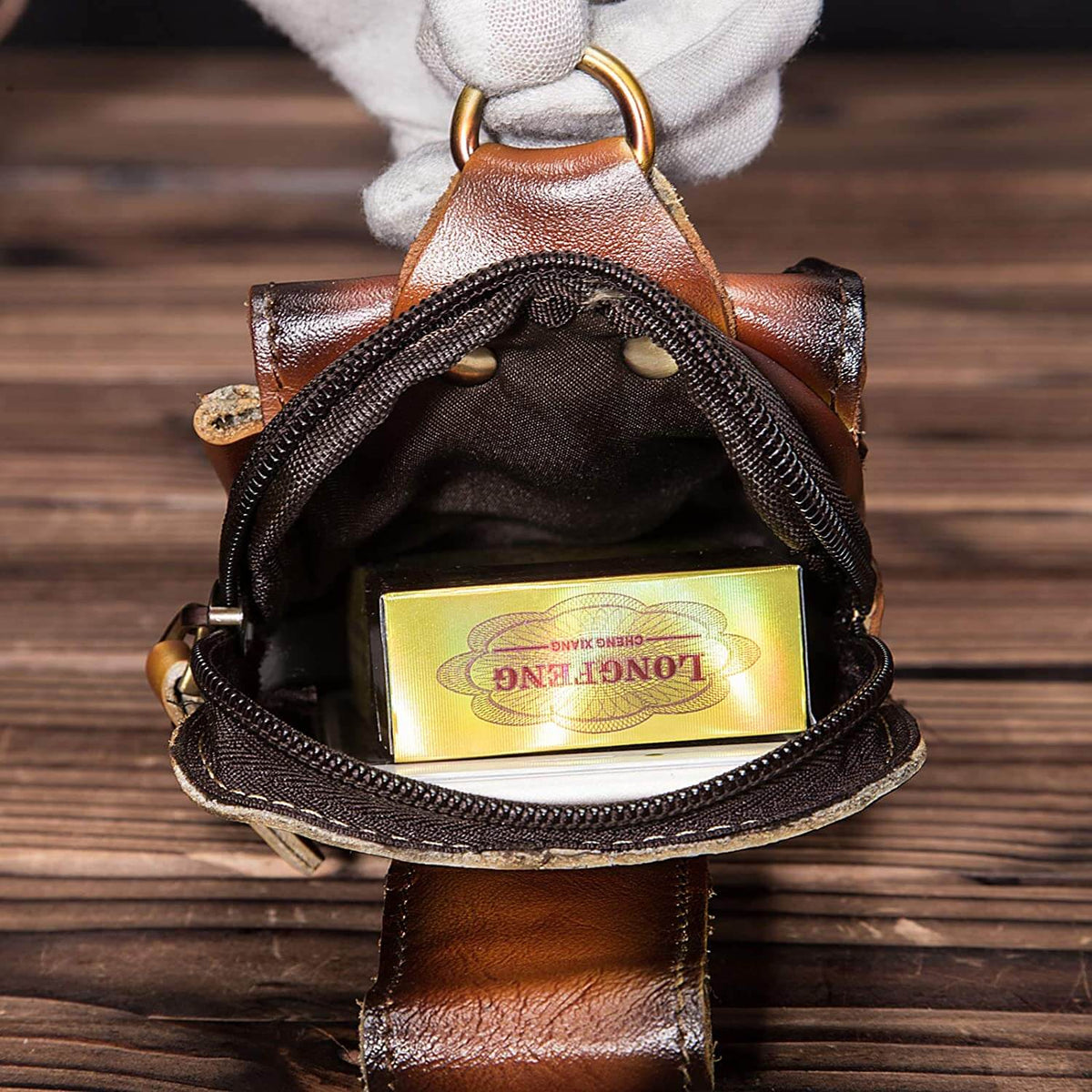 Sac de ceinture pour homme en cuir véritable