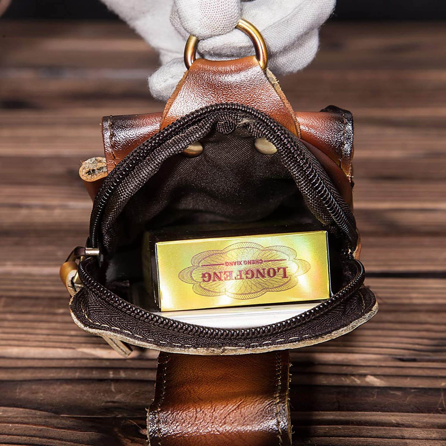 Sac de ceinture pour homme en cuir véritable