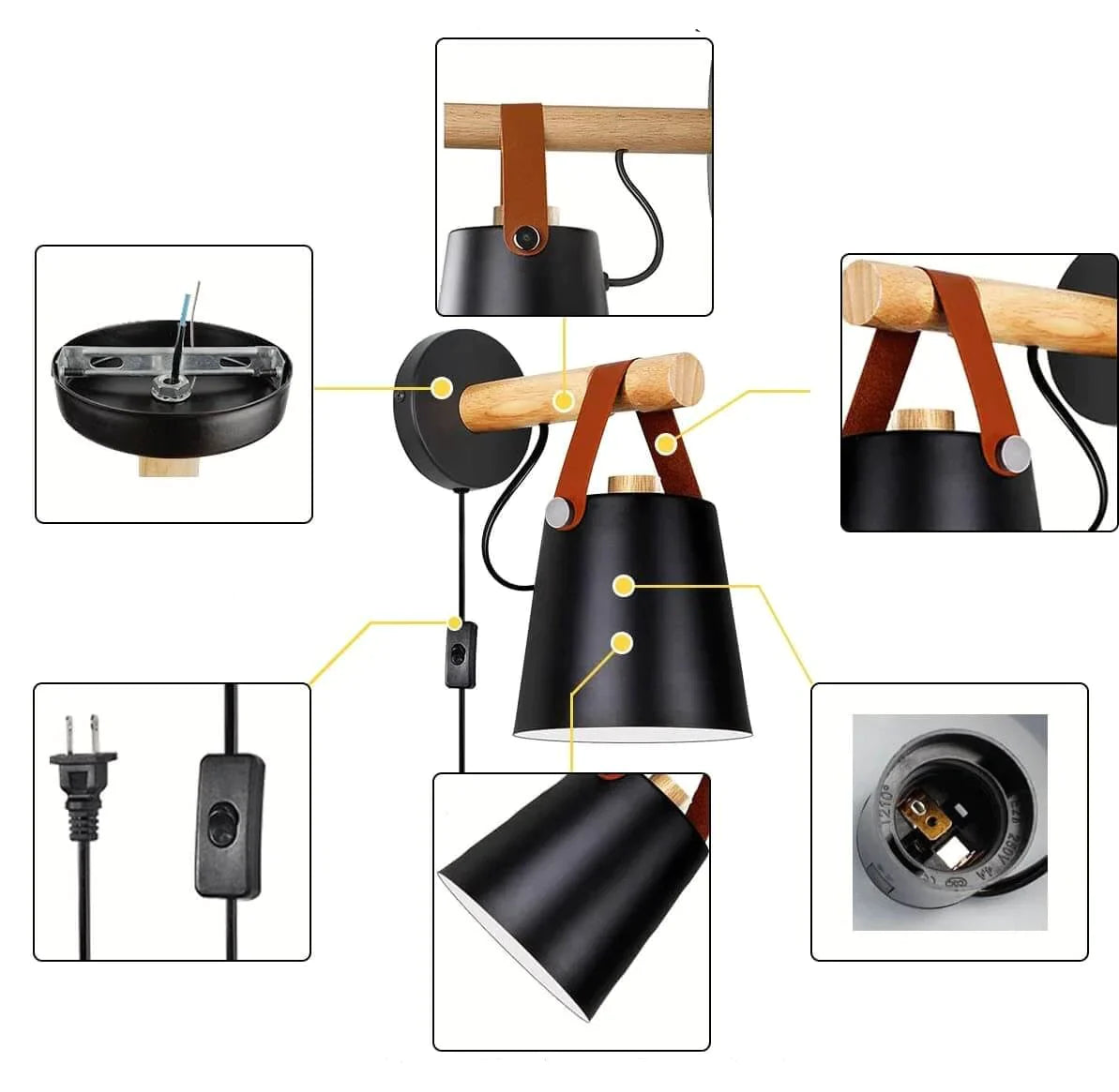 Lampe murale nordique en bois