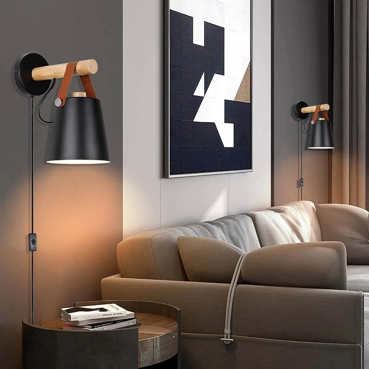 Lampe murale nordique en bois