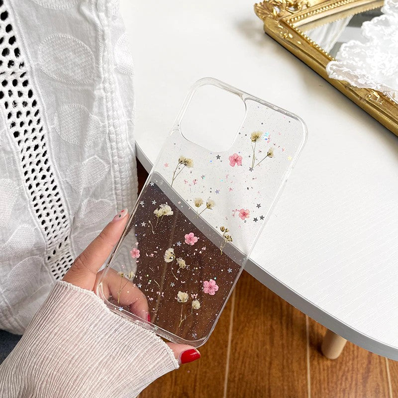 Étui transparent pour iPhone - Fleurs pressées