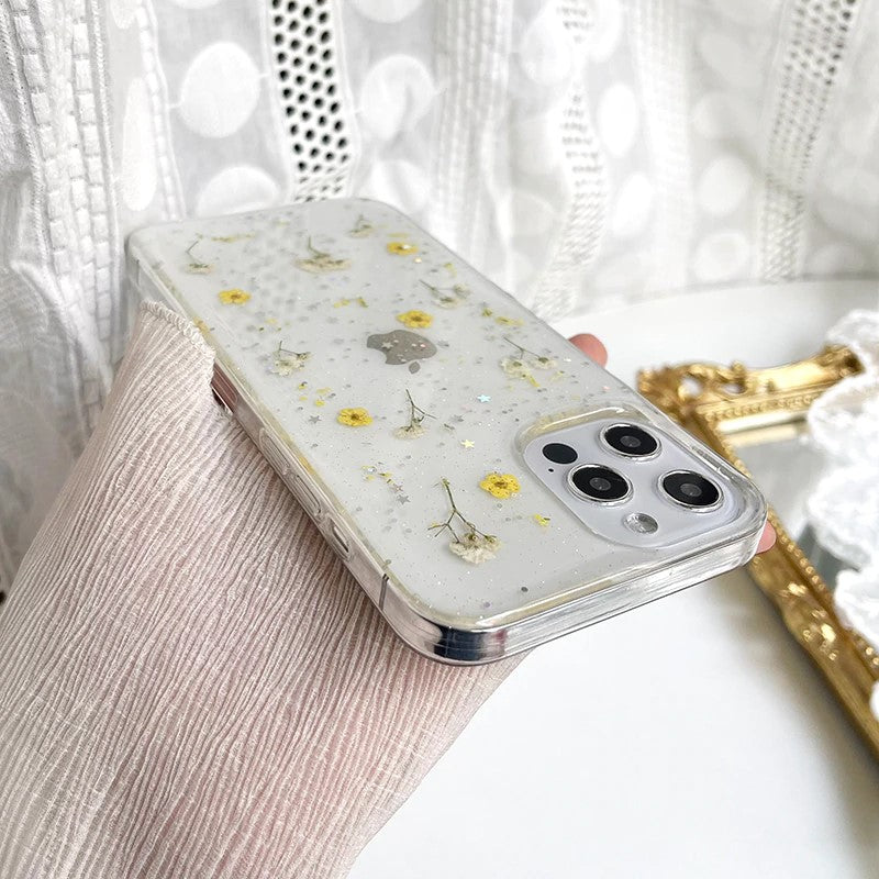 Étui transparent pour iPhone - Fleurs pressées