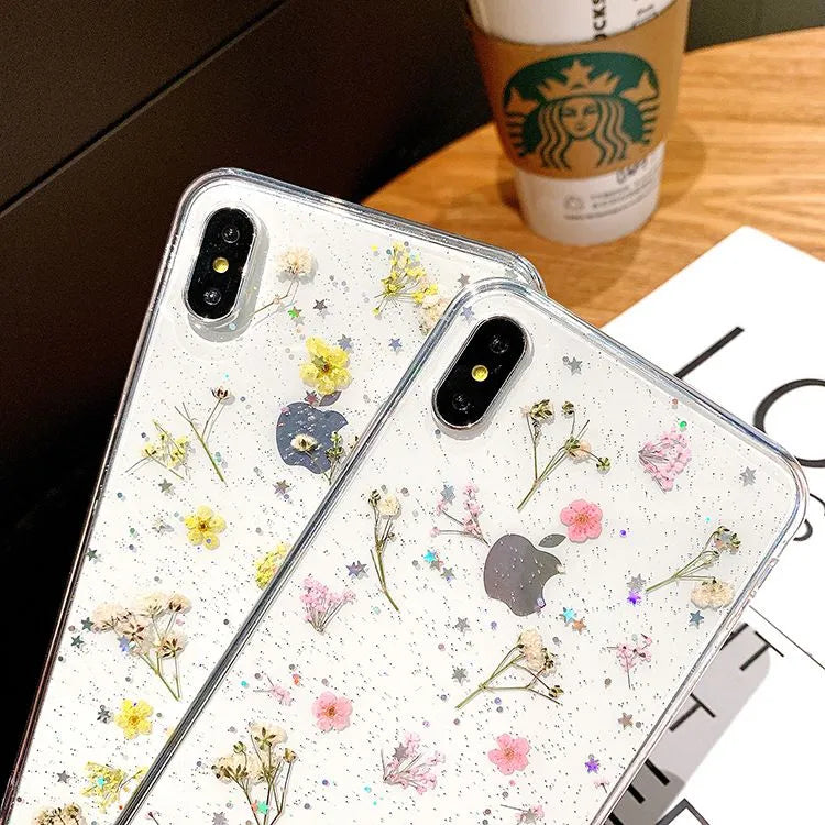 Étui transparent pour iPhone - Fleurs pressées