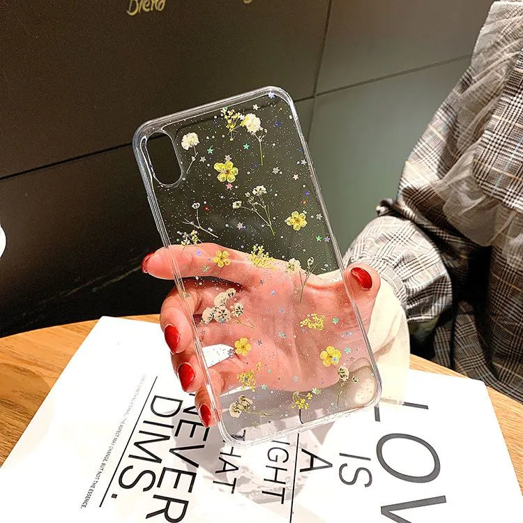 Étui transparent pour iPhone - Fleurs pressées