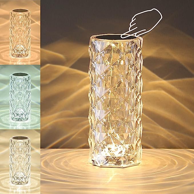 Lampe tactile pour projecteur en cristal rose