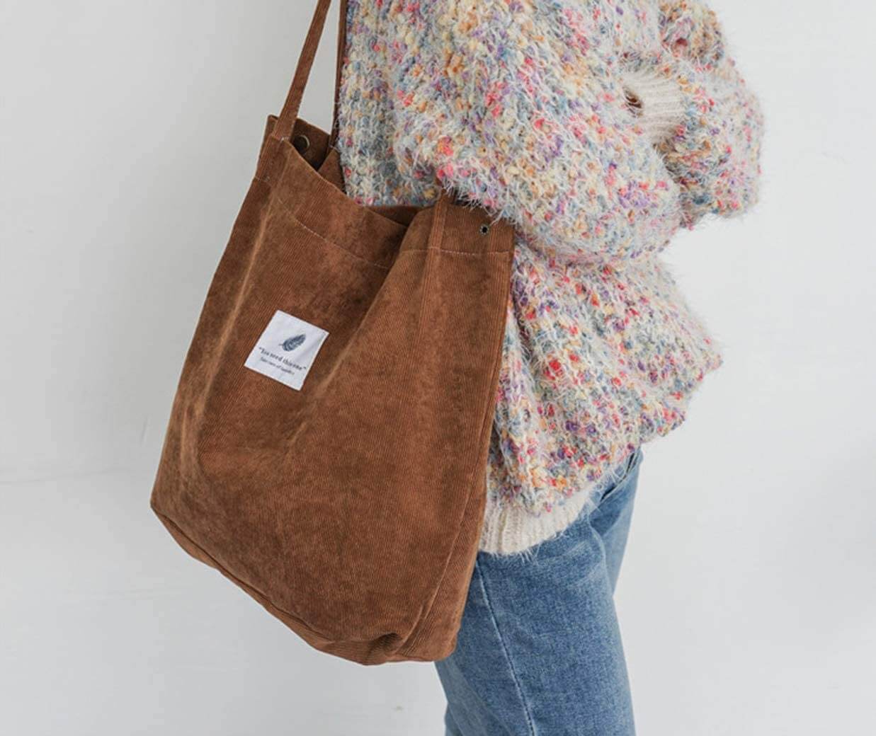 Sac fourre-tout en velours côtelé