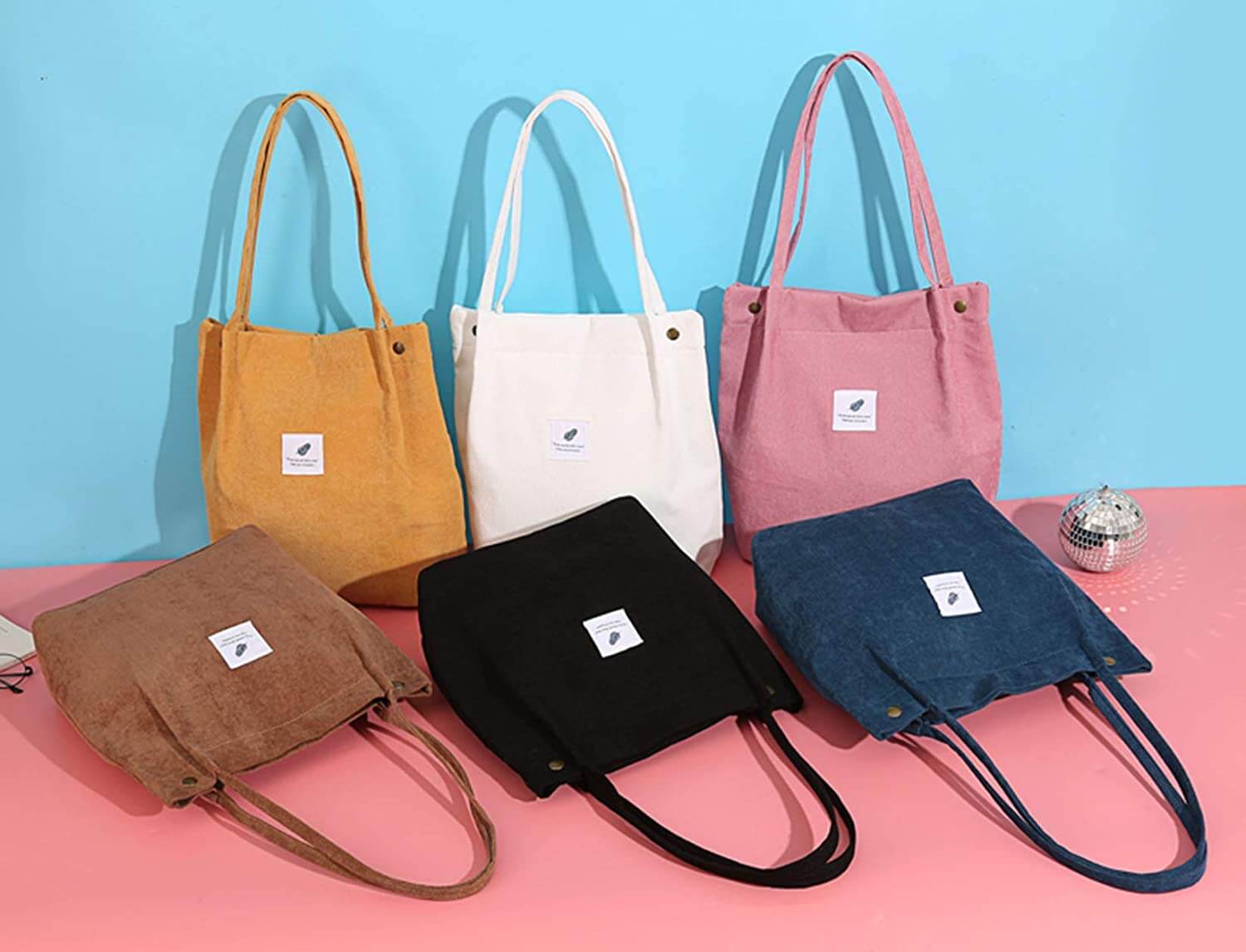 Sac fourre-tout en velours côtelé