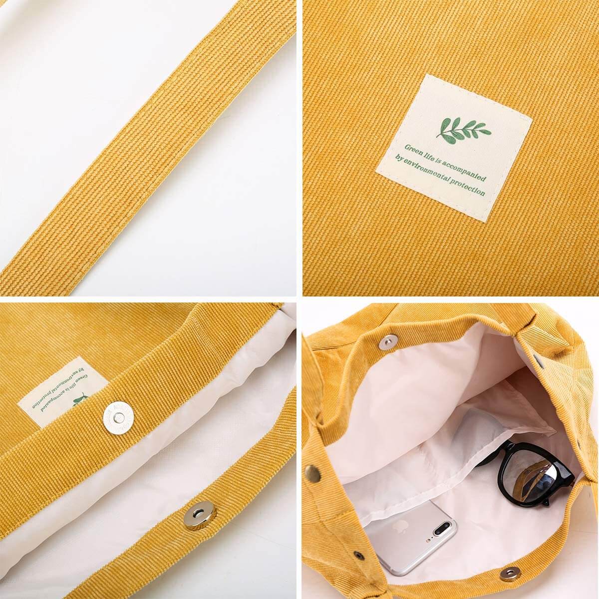 Sac fourre-tout en velours côtelé