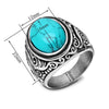 Bague vintage pour homme en pierre de turquoise