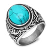 Bague vintage pour homme en pierre de turquoise