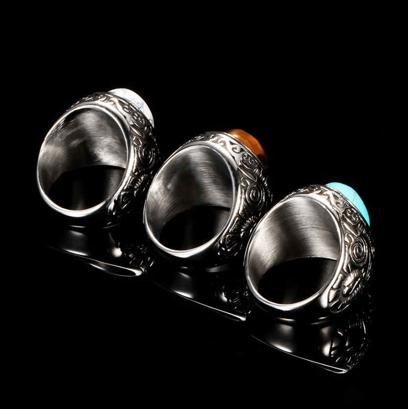 Bague vintage pour homme en pierre de turquoise