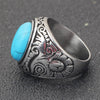 Bague vintage pour homme en pierre de turquoise