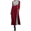 Robe patchwork rayée à manches longues pour femme