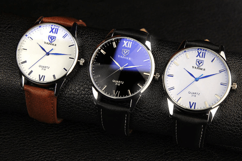 Montre-bracelet en cuir pour hommes